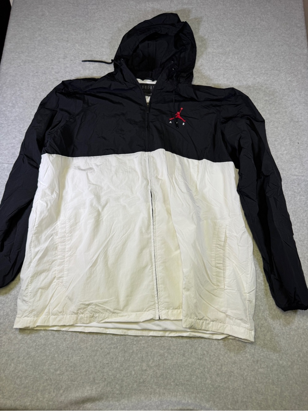 Nike Air Jordan Black White Colorblock Windbreaker with White Mesh Interior